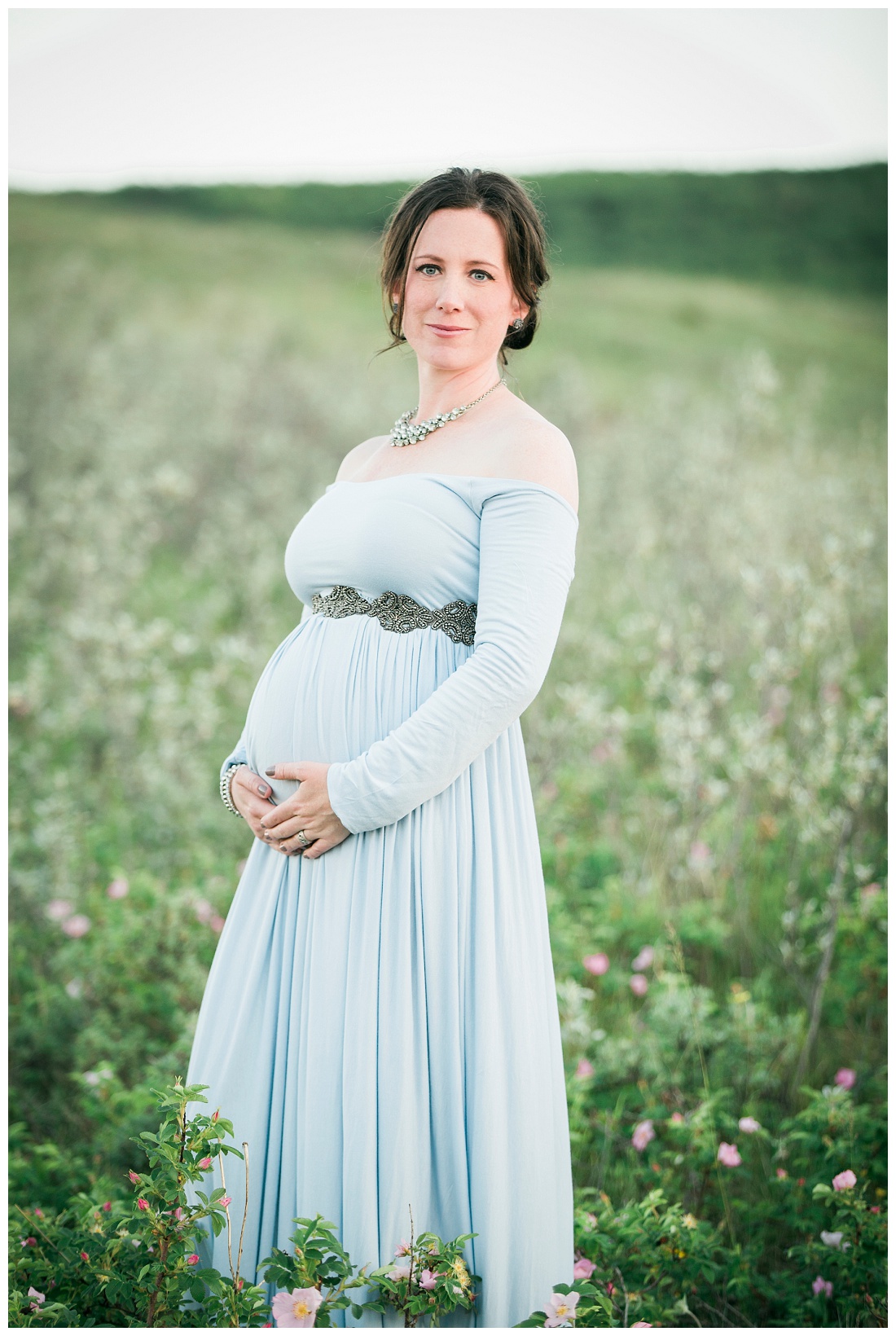 blue maternity gown