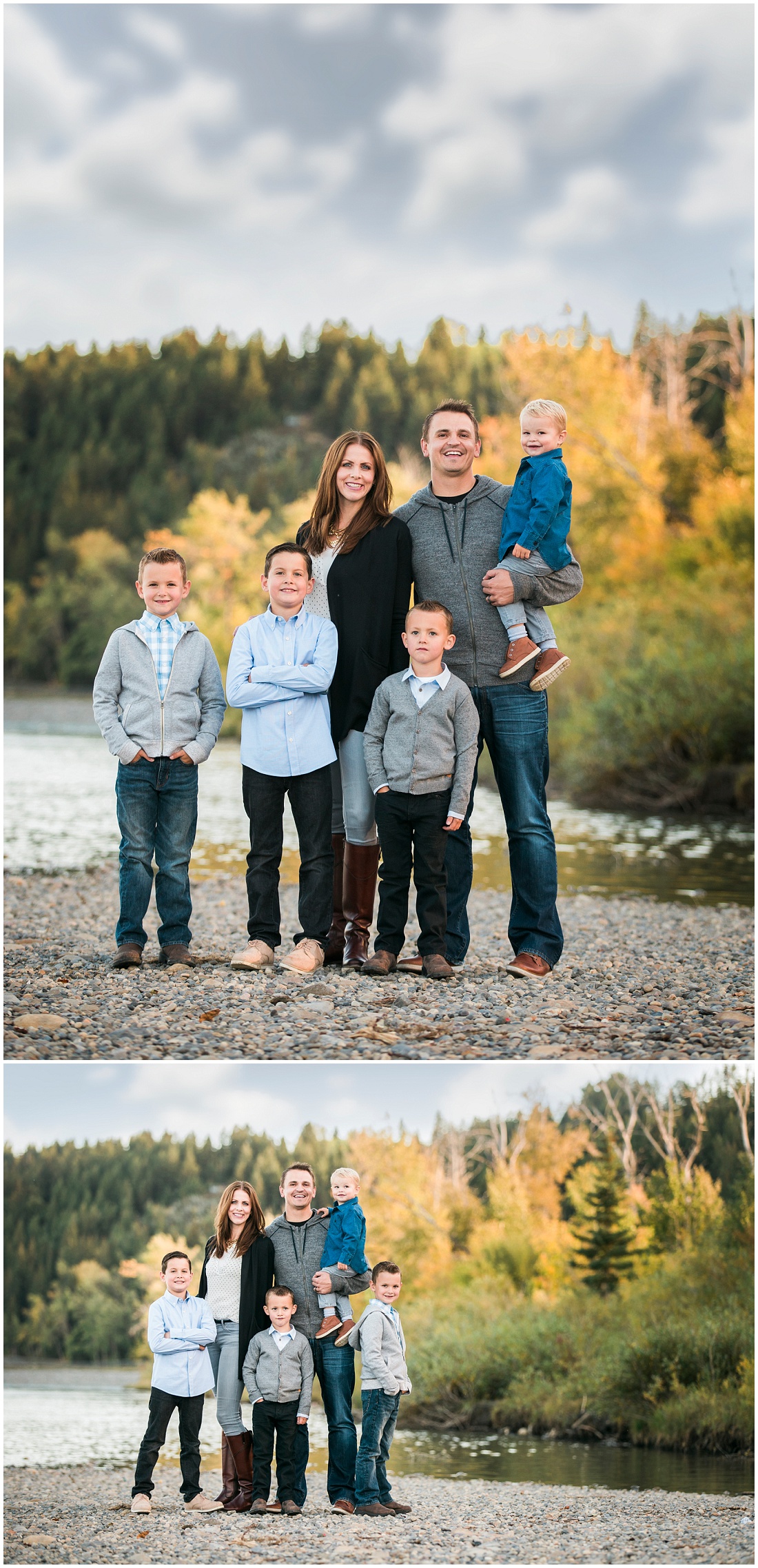 grey and blue outfits for family of 4 boys | Alysha Sladek Photography