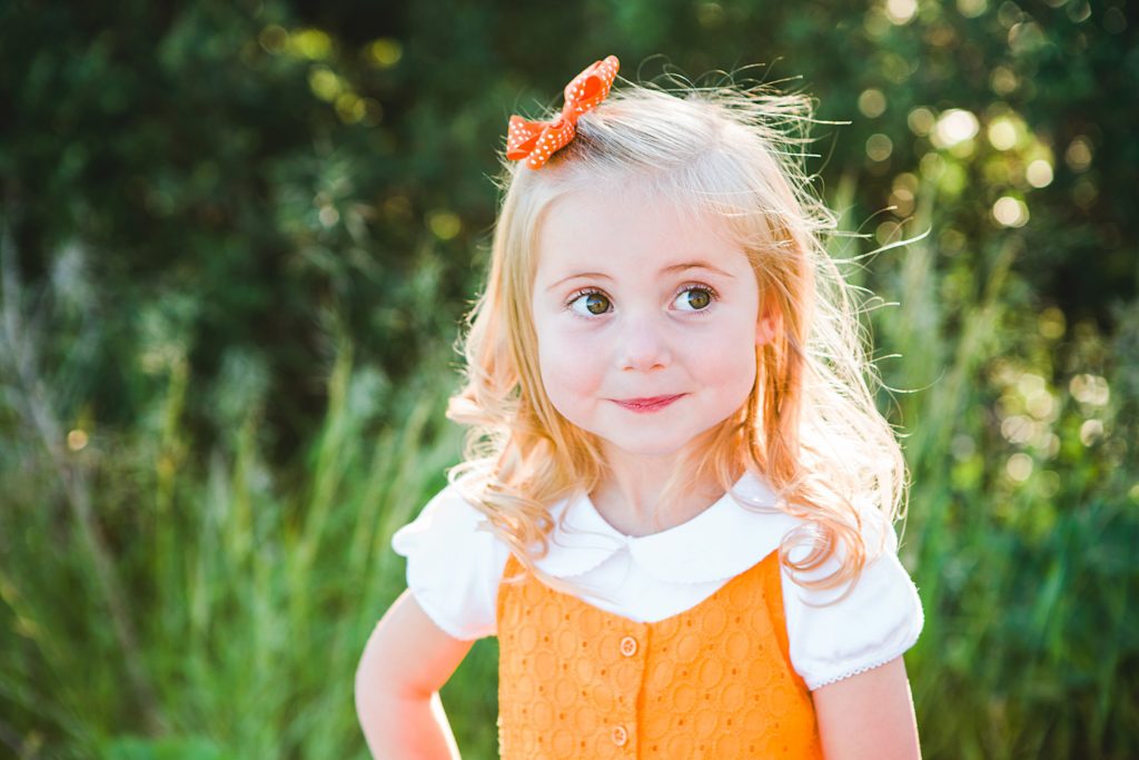 darling little girl, orange outfit