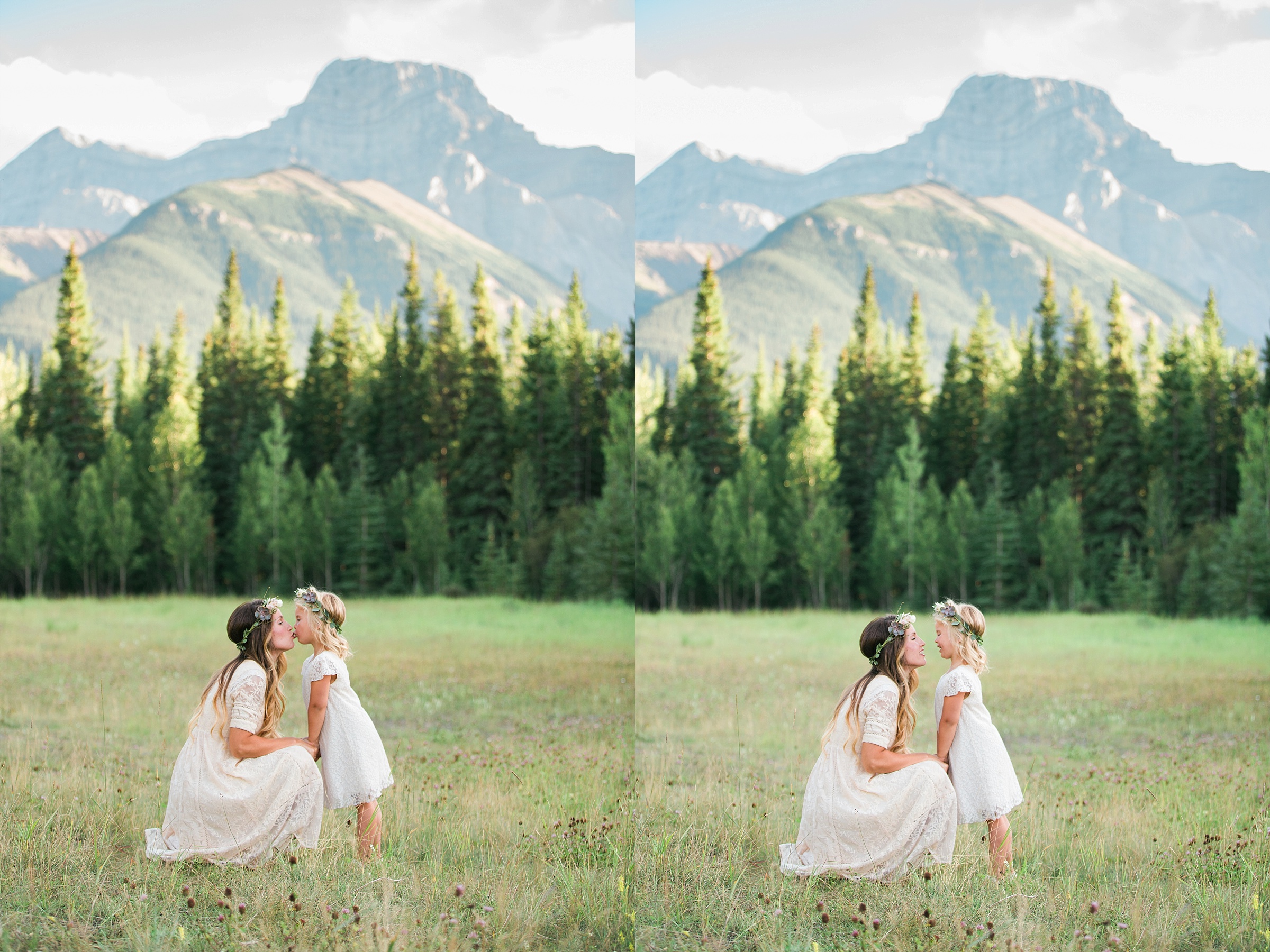 mother daughter photos, family photos in the mountains, neutral color palette, what to wear for family photos