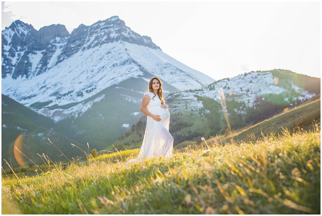 Waterton maternity, Calgary maternity photographer, maternity dress, baby bump, beautiful light, mountain maternity shoot