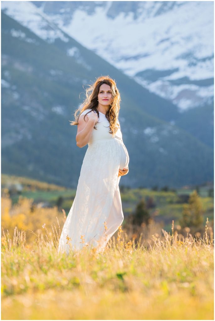 Waterton maternity, Calgary maternity photographer, maternity dress, baby bump, beautiful light, mountain maternity shoot