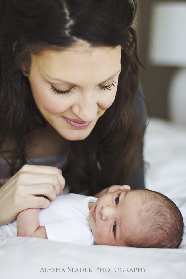 newborn, mom and baby