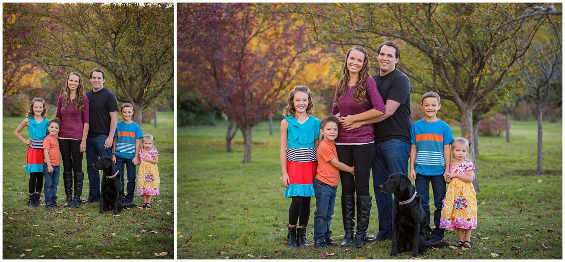 family of 6 with their dog at Edworthy Park