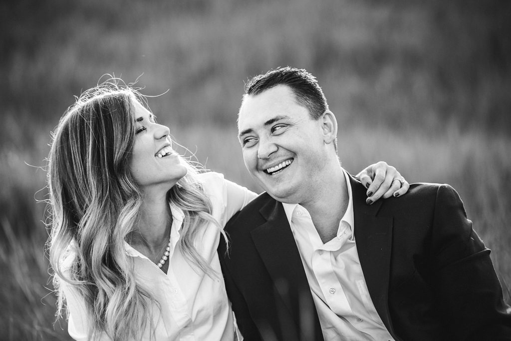 black and white, beautiful couple laughing