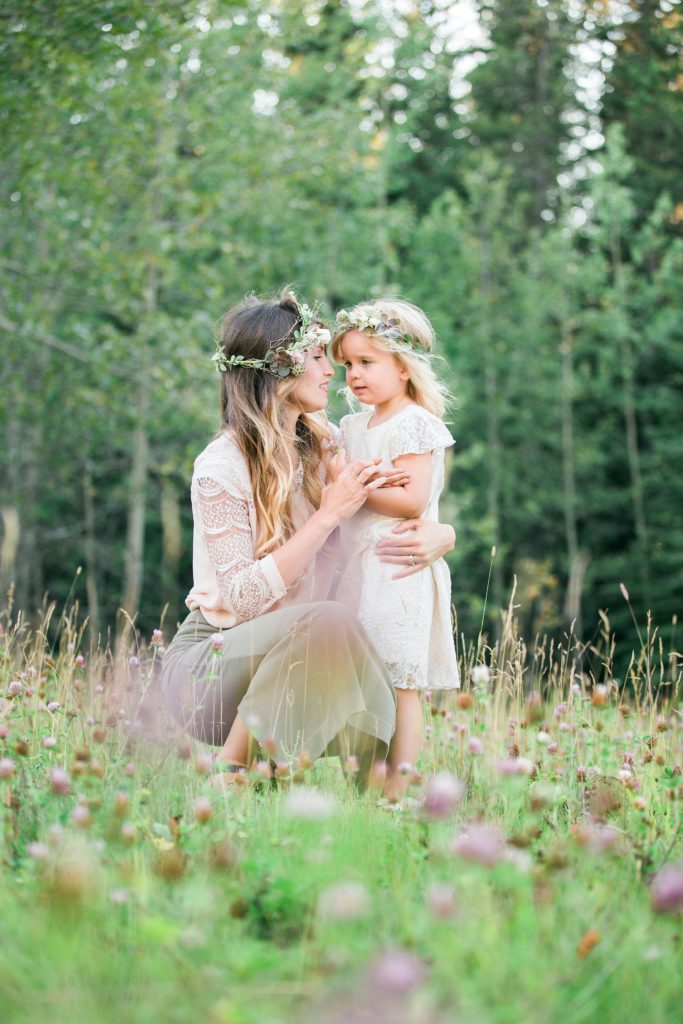 mom and daughter, flower crowns, 