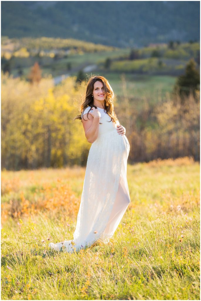 Waterton maternity, Calgary maternity photographer, maternity dress, baby bump, beautiful light, mountain maternity shoot