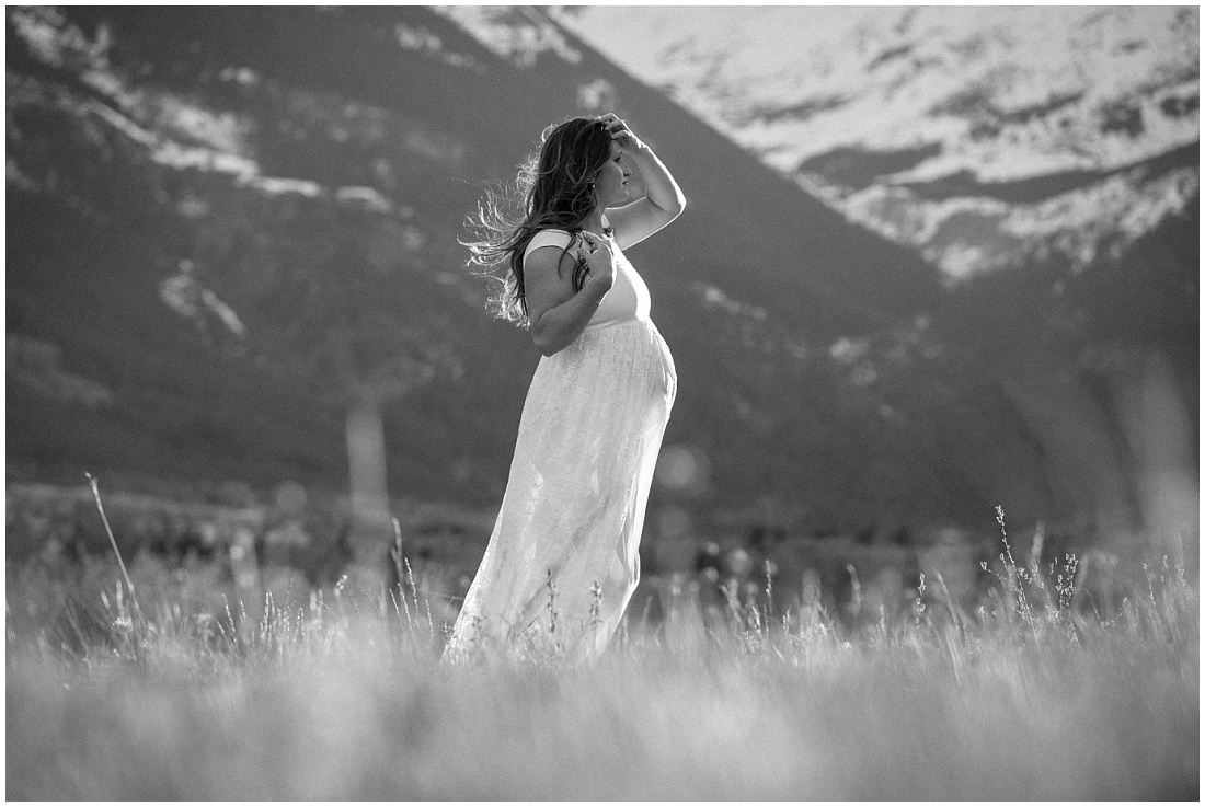 Waterton maternity, Calgary maternity photographer, maternity dress, baby bump, beautiful light, mountain maternity shoot