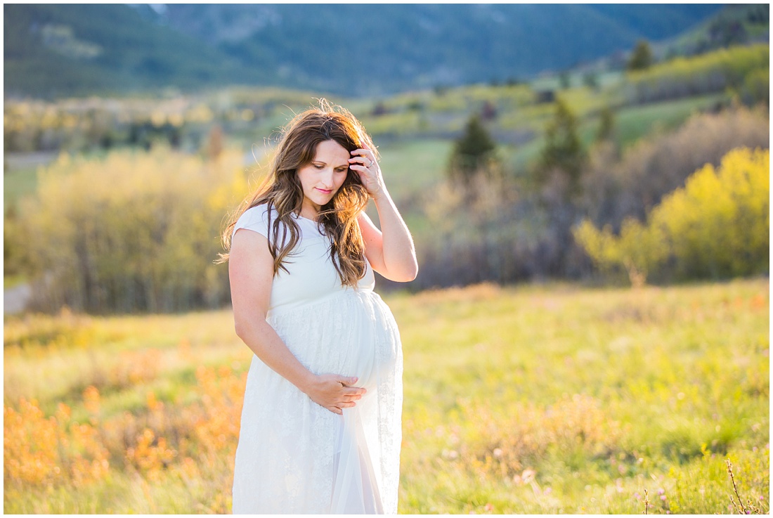 Waterton maternity, Calgary maternity photographer, maternity dress, baby bump, beautiful light, mountain maternity shoot