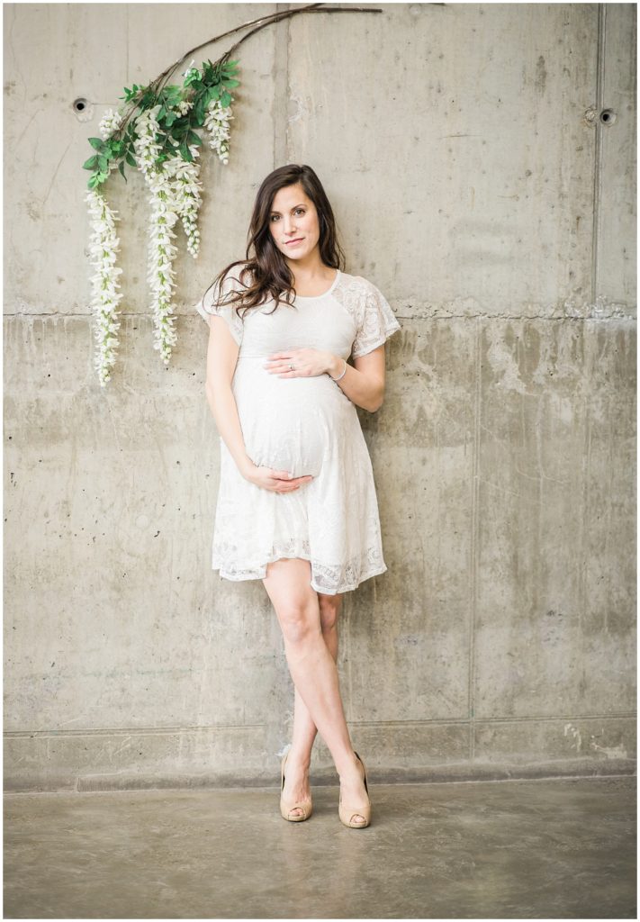 maternity photos, twins, pregnant with twin girls, SAIT, flowers, maternity dress